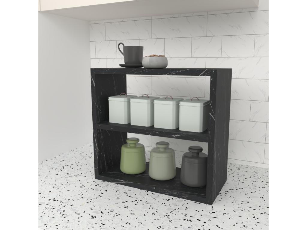 Meuble de maison en marbre noir, 40 x 43,5 x 20 cm