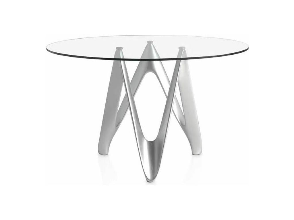 Table en verre gris