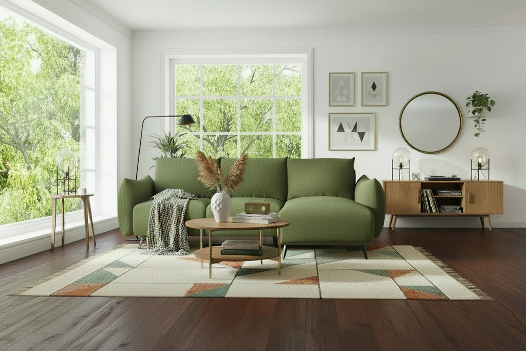 Canapé-lit en tissu vert