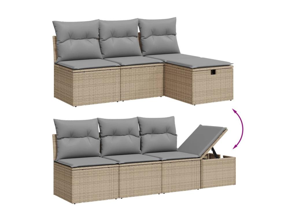 Ensemble de mobilier de jardin en résine tressée beige - dlz1766459041662