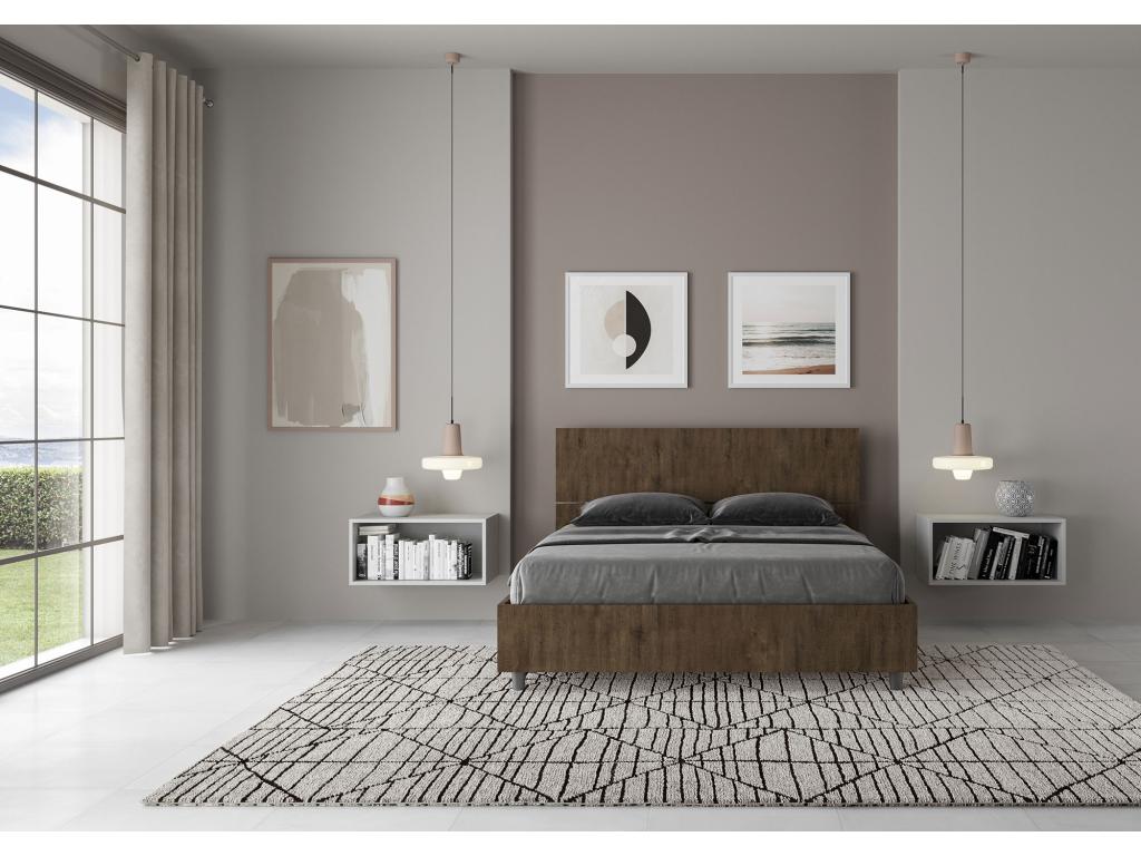 Lit marron, 140 x 190 cm