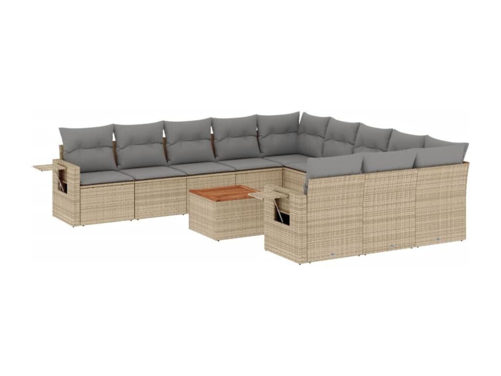Ensemble de mobilier de jardin en résine tressée beige - dlz1766459177944