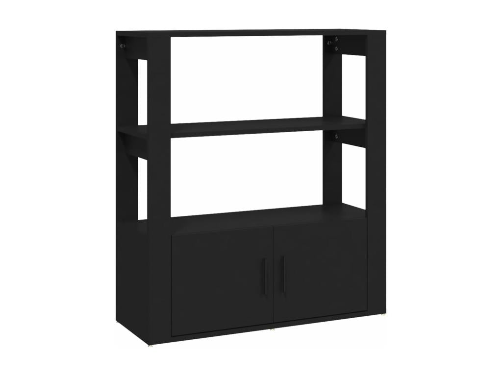 Buffet en bois d'ingénierie noir, 80 x 30 x 90 cm