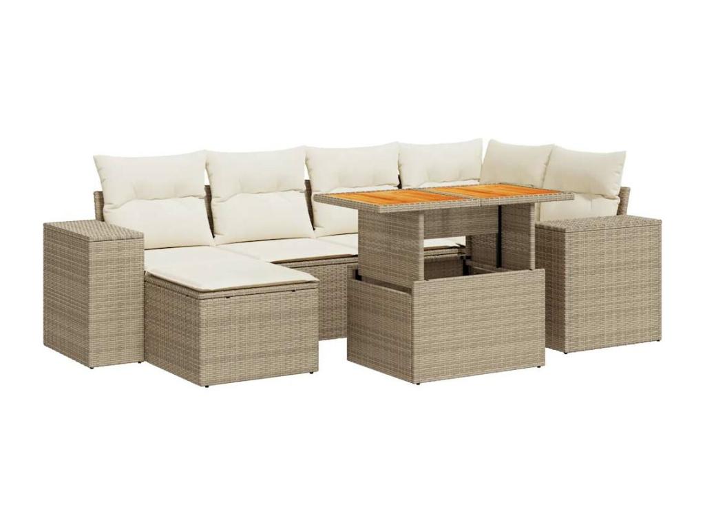 Ensemble de mobilier de jardin en résine tressée beige - dlz1766459971631