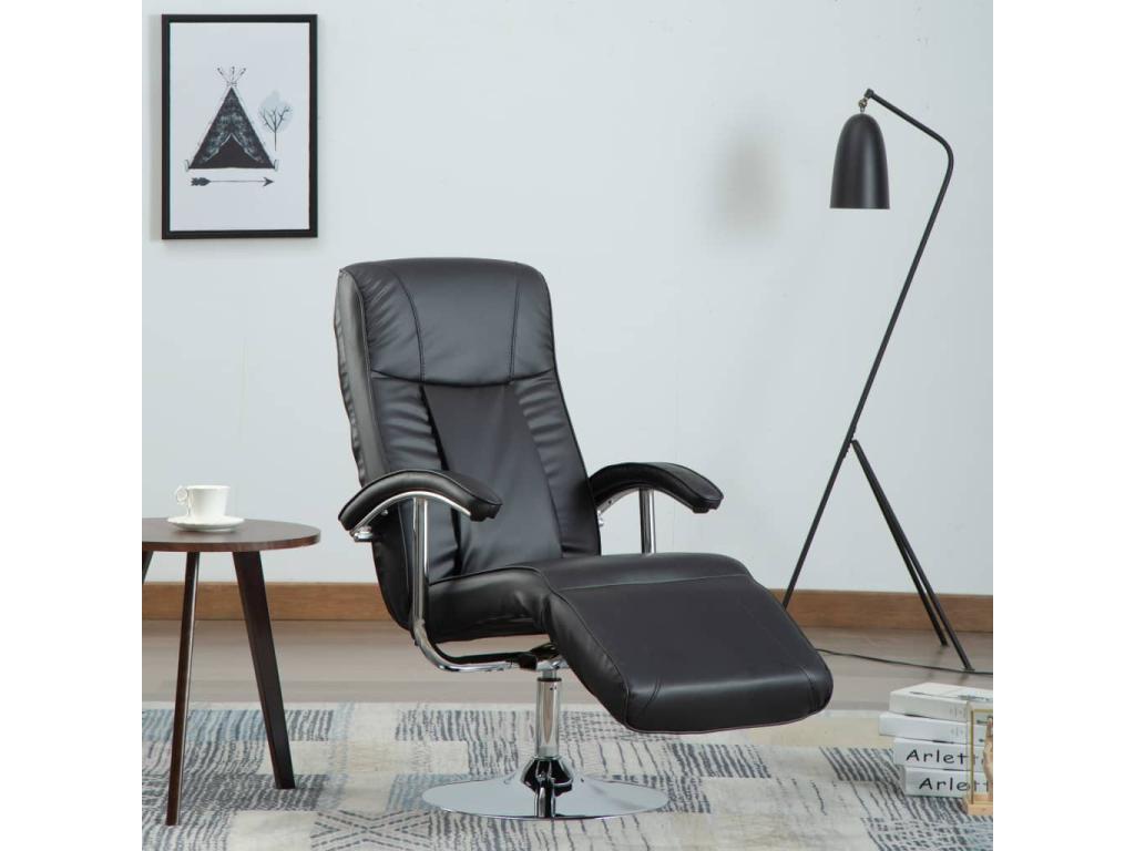 Fauteuil d'appoint en similicuir noir - dlz1766459988066