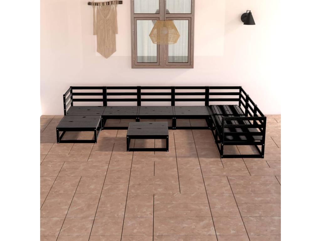 Ensemble de mobilier de jardin en pin noir - dlz1766459660274