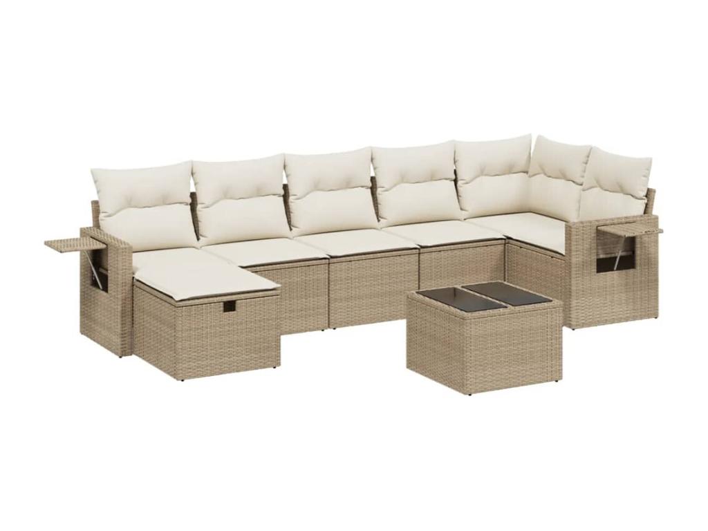 Ensemble de mobilier de jardin en résine tressée beige - dlz1766459787450
