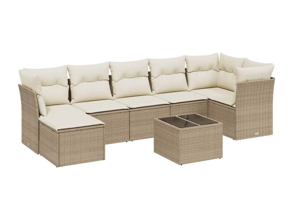 Ensemble de mobilier de jardin en résine tressée beige - dlz1766459313282