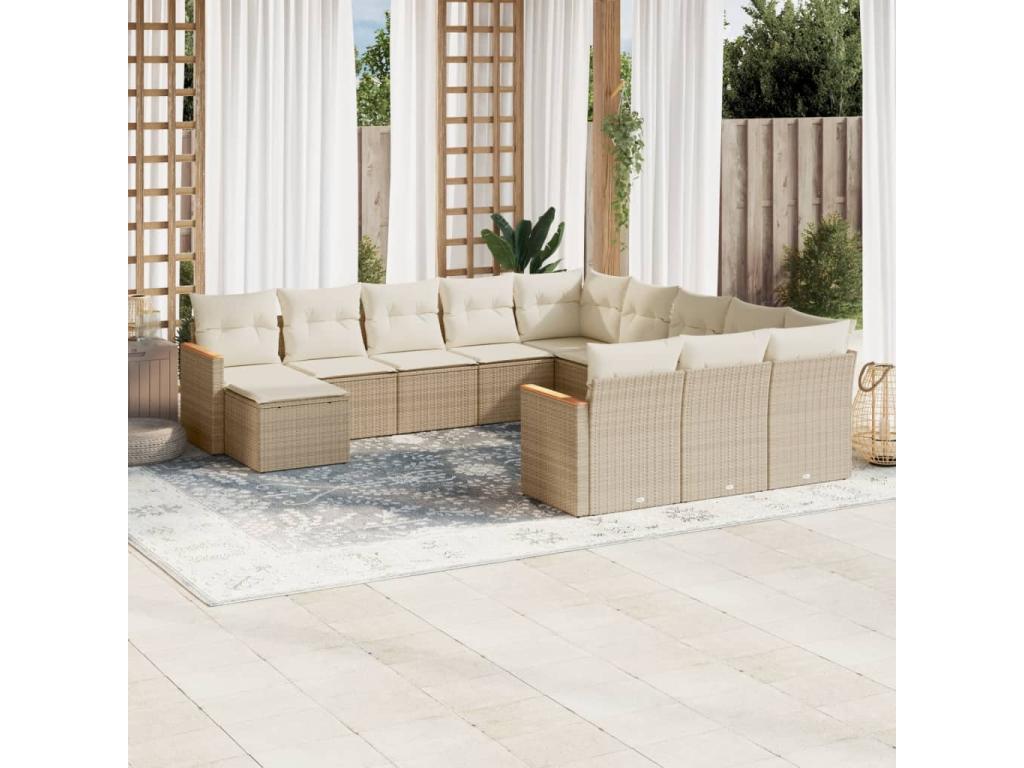 Ensemble de mobilier de jardin en résine tressée beige - dlz1766459534930