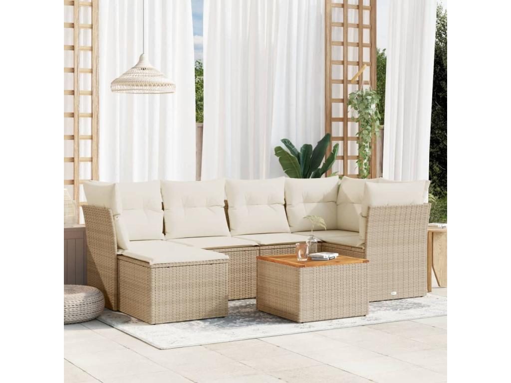Ensemble de mobilier de jardin en résine tressée beige - dlz1766459813431