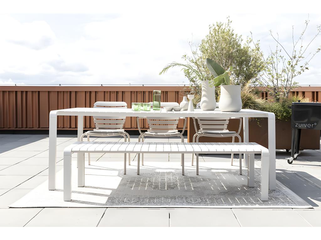 Table en métal beige, 214 x 97 cm